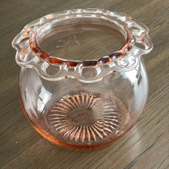 Vintage Old Colony Pink Depression Glass Bowl Jar Open Lace 1930s Anchor Hocking - Picture 11 of 12